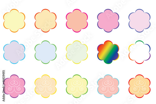 set of color flower outlines vector illustration