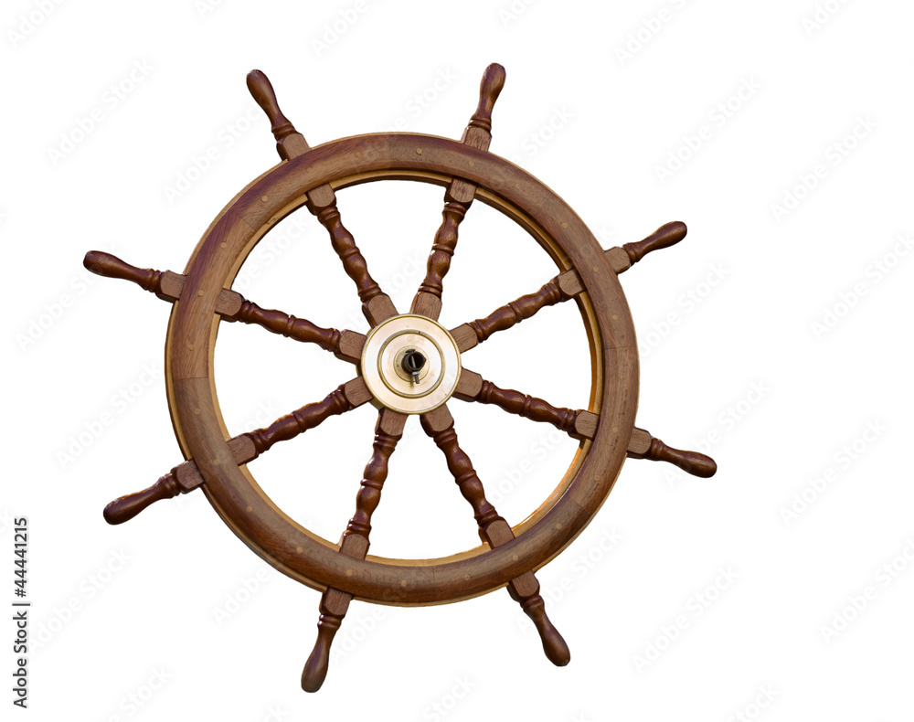 The sea steering wheel isolated on the white.