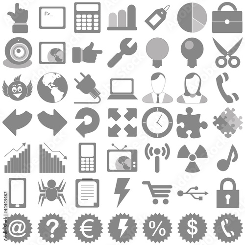 Web Icon Internet Business Button Set - grau - schwarz weiss