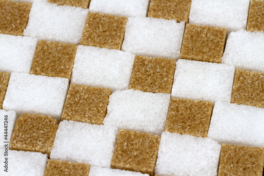 Morceaux de sucre blanc et de sucre roux Morceaux de sucre blanc et de sucre roux