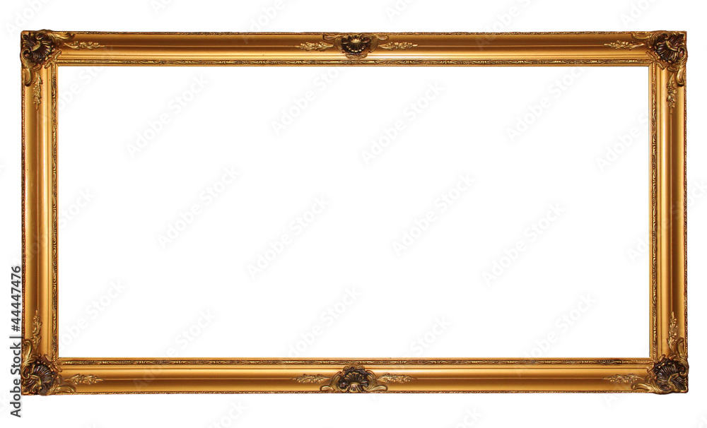 Picture gold frame with a decorative pattern - obrazy, fototapety, plakaty 