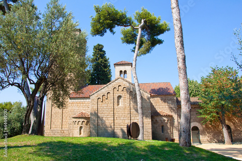 The monastery in roman stile. The Poble Espanyol. Barcelona. photo