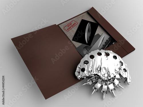 Top secret file with UFO