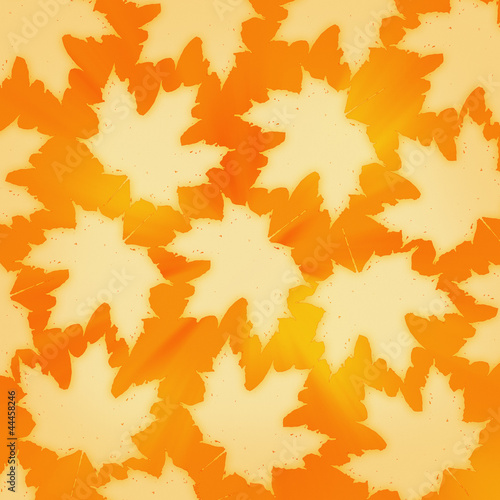 Orange watercolor autumn leaves on cardboard