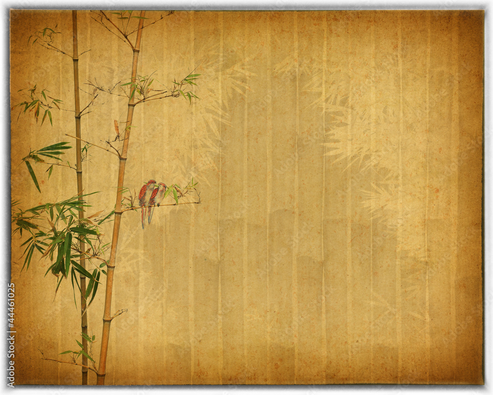 Fototapeta bambus na starym grunge tekstury papieru antycznego
