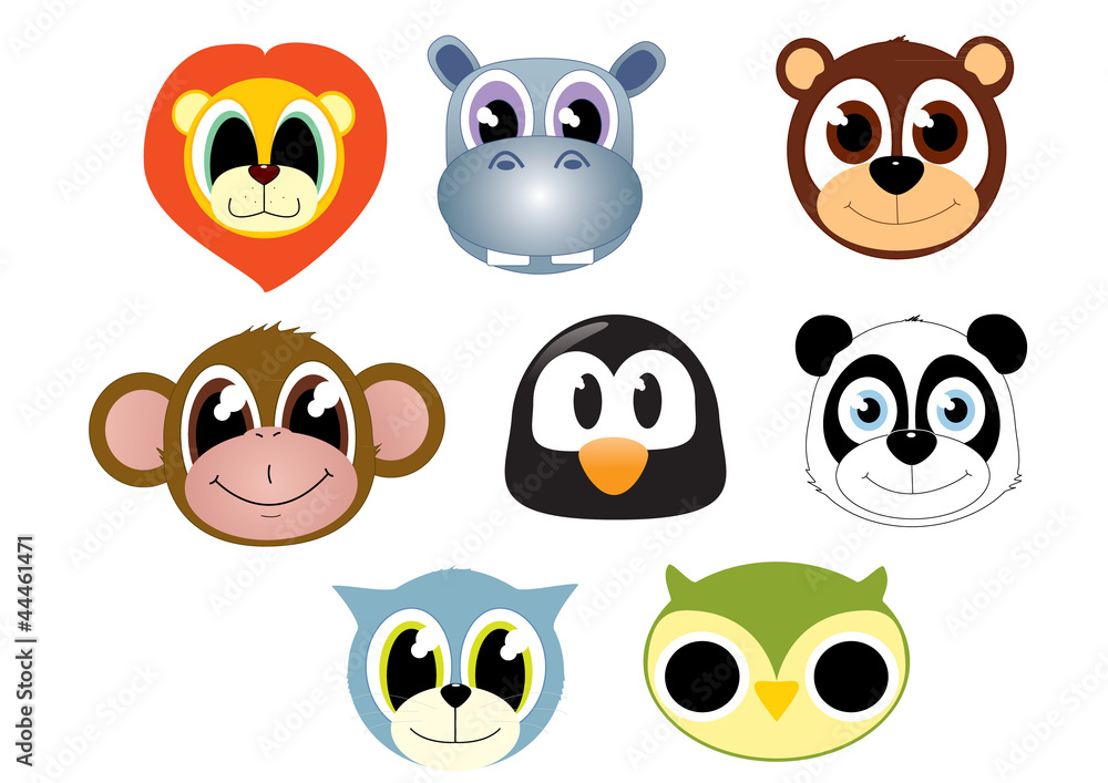 Collection of animals faces Collection of animals faces