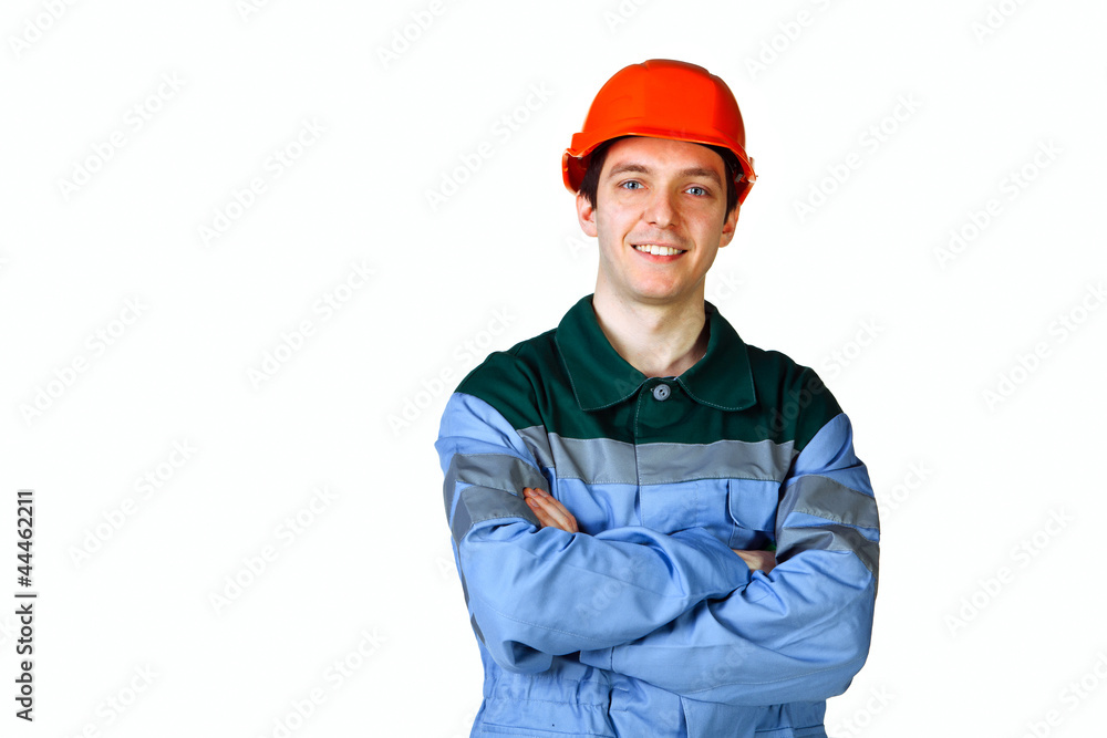 Isolated picture of a young construction worker