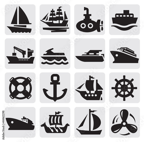 boat and ship icons set