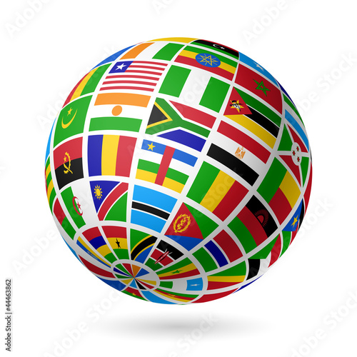 Flags globe. Africa.