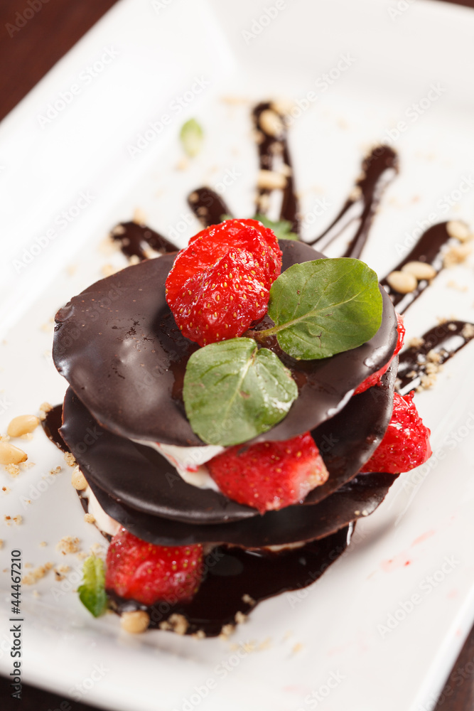 chocolate dessert with strawberry chocolate dessert with strawberry