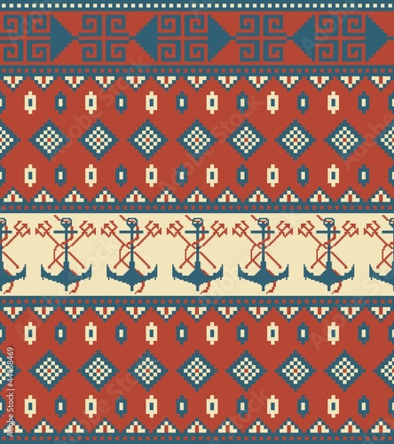 Seamless knitted pattern with anchor