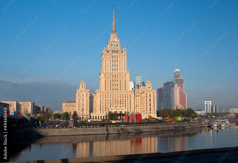 Hotel Ukraine from riverside in Moscow, Russia