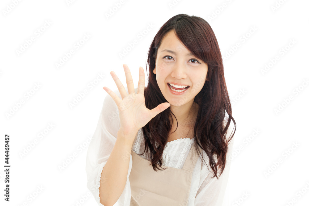 Beautiful young woman wearing an apron. Portrait of asian. Beautiful young woman wearing an apron. Portrait of asian.
