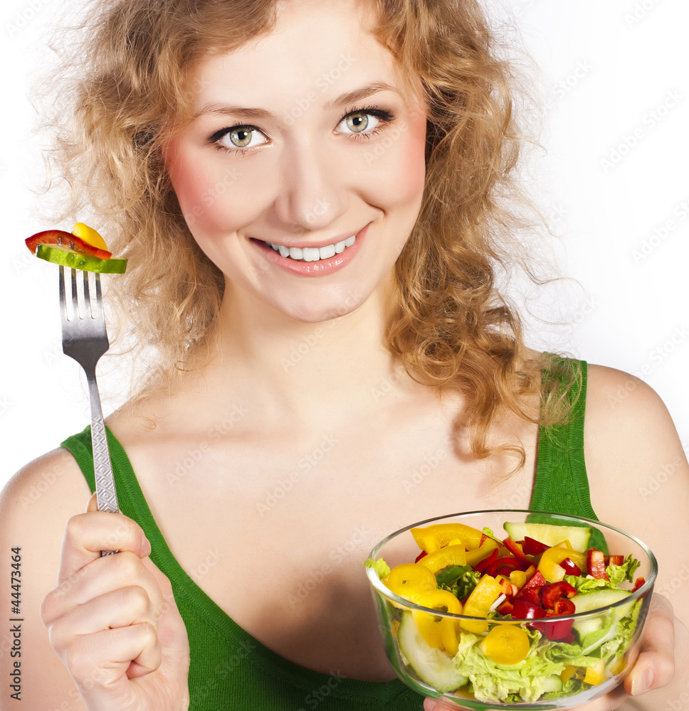 Young beautiful girl and a vegetarian diet