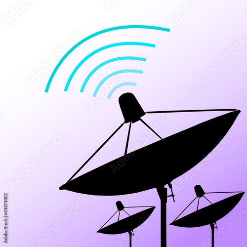 Silhouette satellite on purple background  Communication 