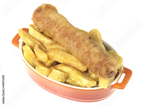 Картината върху платно Battered Sausage and Chips
