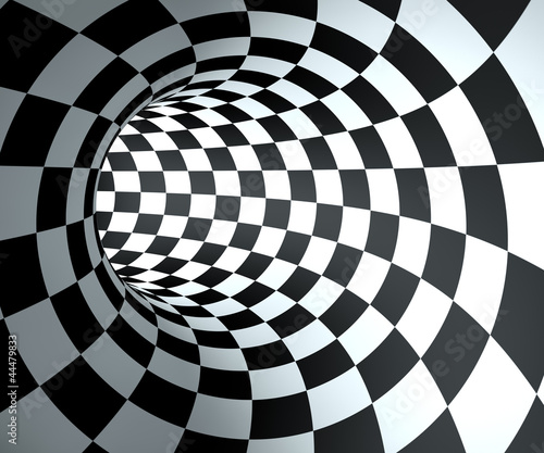 Abstract round checkered tunnel background.