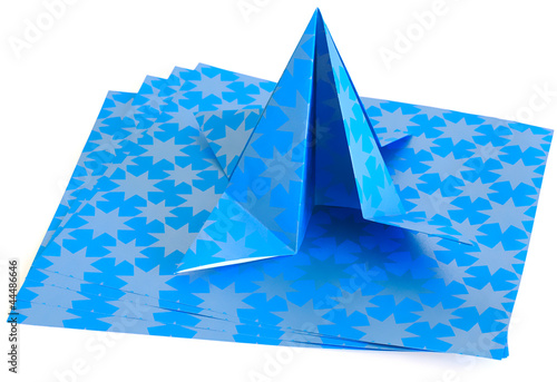 Canvas Print Origami Blue Gray Stars with Papers