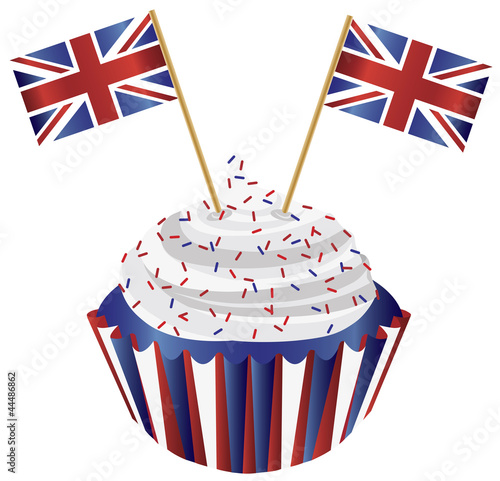 United Kingdom England Cupcake with Flag Illustration