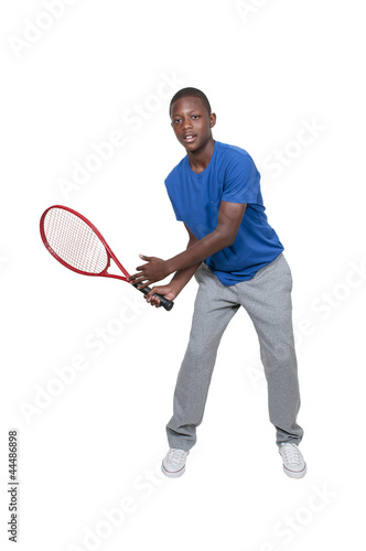 Black Teenager Playing Tennis