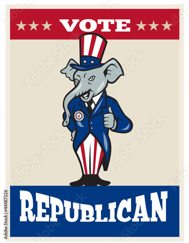 Republican Elephant Mascot Thumbs Up USA Flag