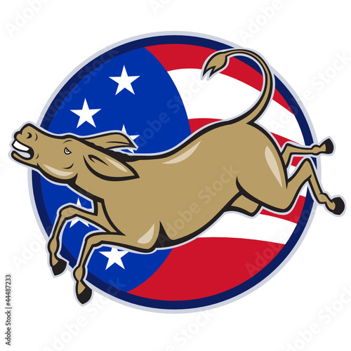 Democrat Donkey Mascot American Flag