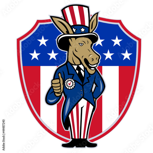 Democrat Donkey Mascot Thumbs Up Flag