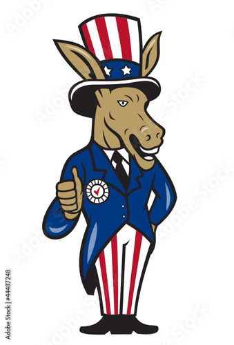 Democrat Donkey Mascot Thumbs Up Flag