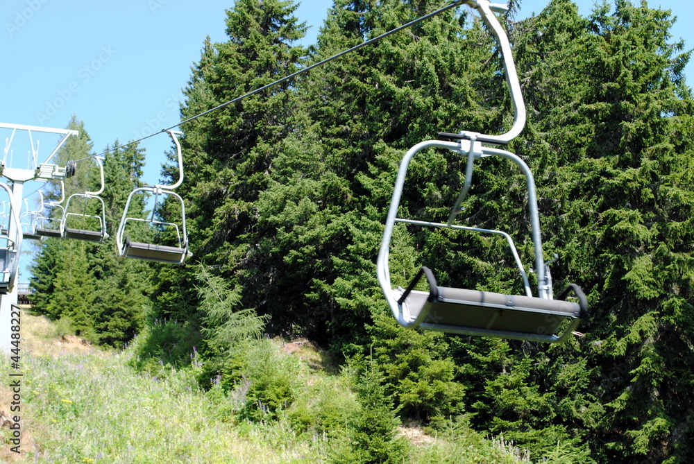 mountain chair lift with two places for people mountain chair lift with two places for people
