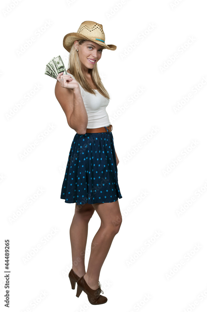 Woman Holding 100 Dollar Bills Woman Holding 100 Dollar Bills