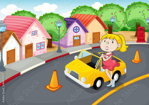 a girl with car
