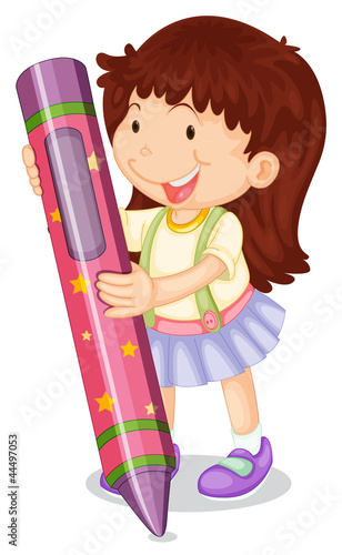 a girl with pencil