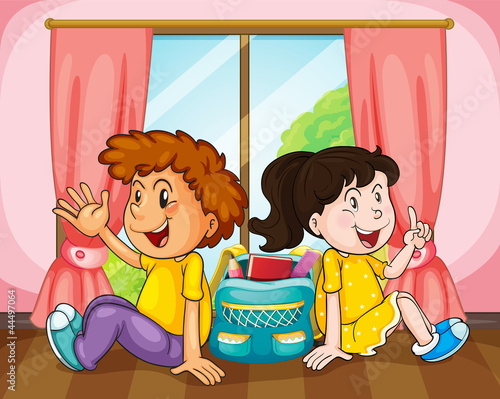 boy and girl near window