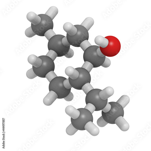 Levomenthol (menthol, mint scent) molecule, chemical structure photo