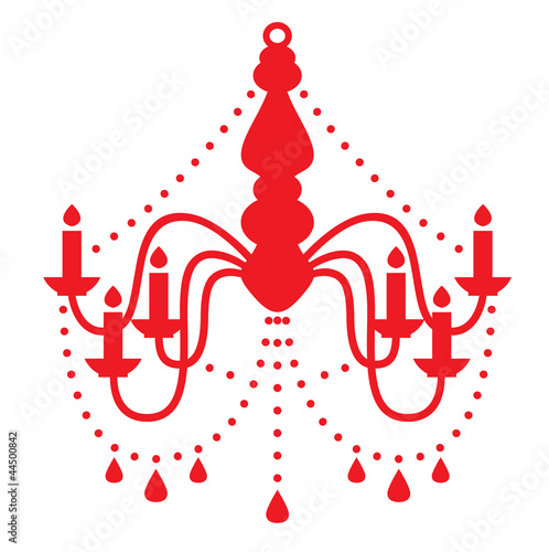 Chandelier red silhouette isolated on white