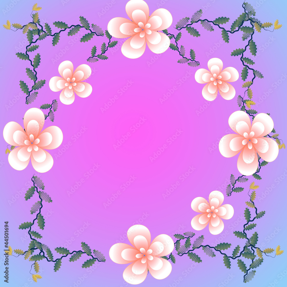 Flower of frame on color background Flower of frame on color background
