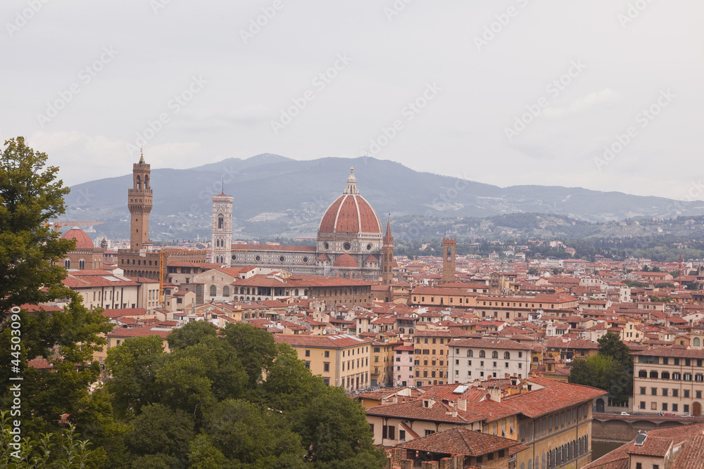 Obraz premium Looking over the rooftops of Florence, Italy.
