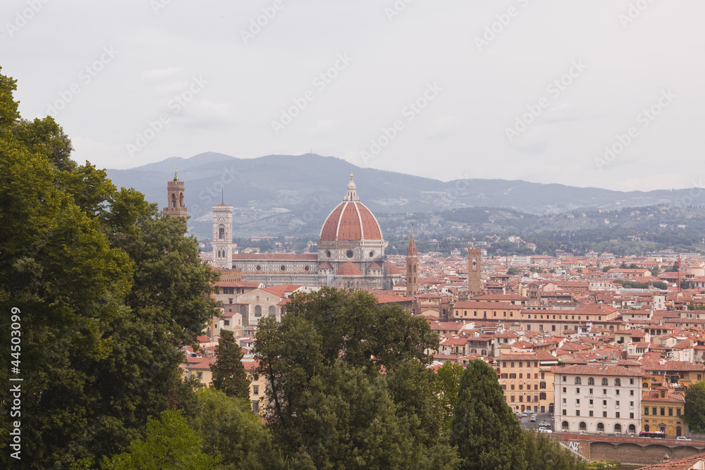 Obraz premium Looking over the rooftops of Florence, Italy.