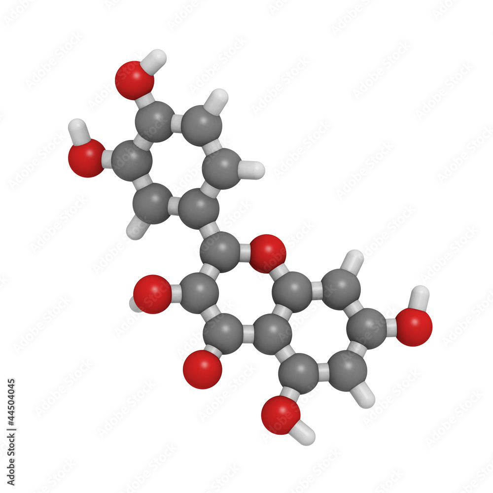 Quercetin flavonoid molecule, chemical structure Quercetin flavonoid molecule, chemical structure