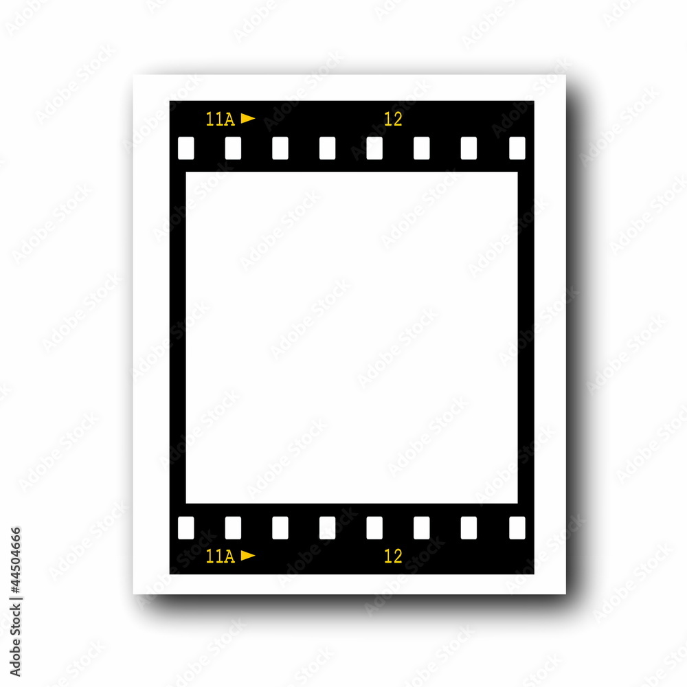 photo with blank film strip frame isolated on white photo with blank film strip frame isolated on white