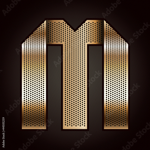 Letter metal gold ribbon - M