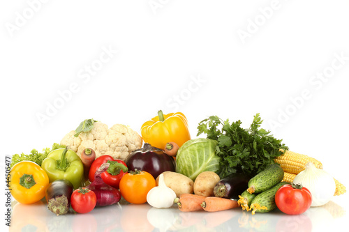 Many fresh vegetables isolated on white