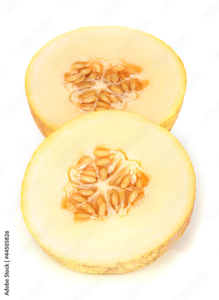 Cut ripe melon isolated on white Cut ripe melon isolated on white