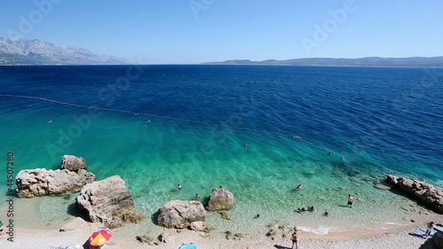 Beautiful Beach and Adriatic Sea with Transparent Blue Water