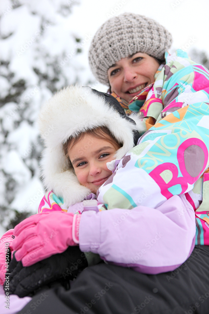 Mother with her child on a winter's day Mother with her child on a winter's day