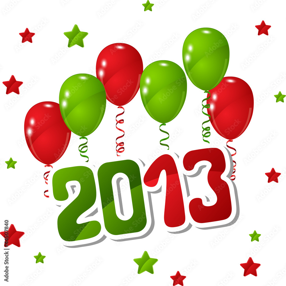 Vector New Year background with balloons and stars. Vector New Year background with balloons and stars.