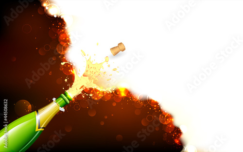 Explosion of Champagne Bottle
