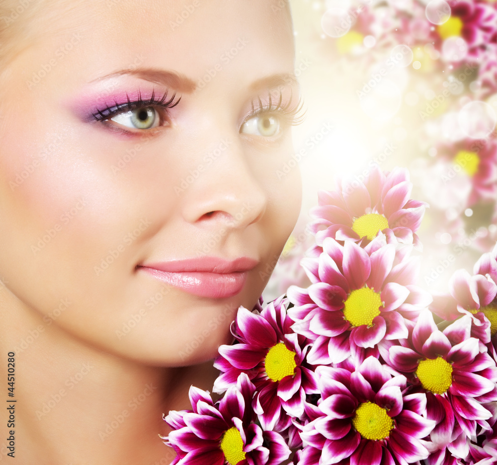 beautiful girl with chrysanthemum beautiful girl with chrysanthemum