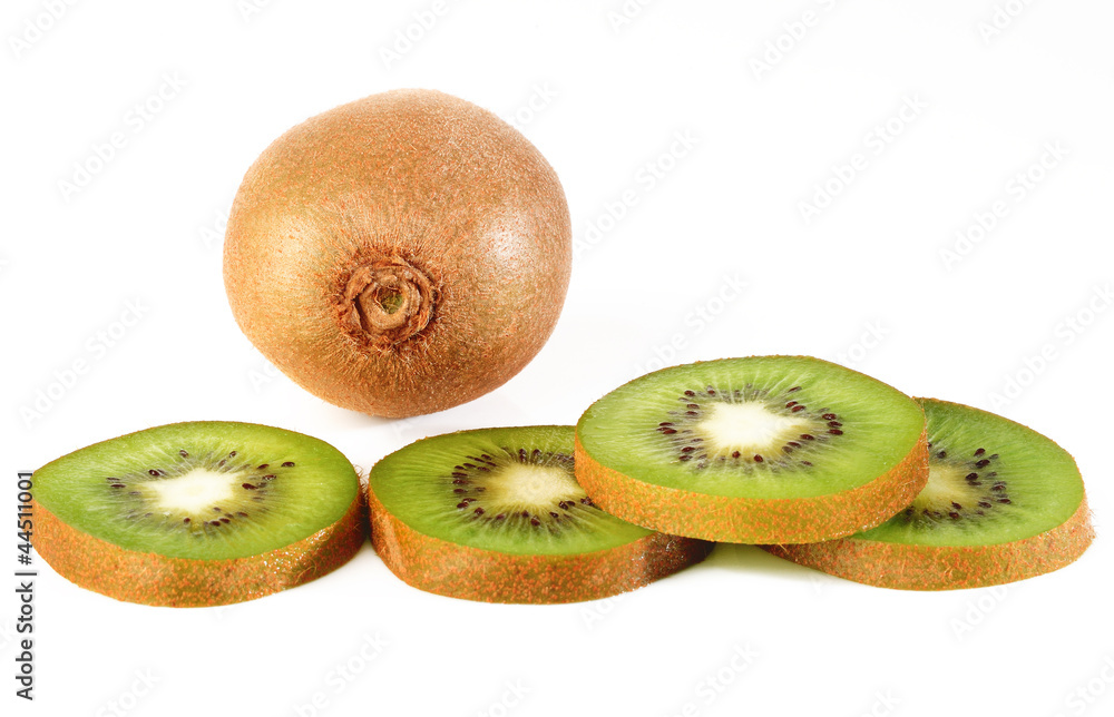 Fototapeta premium Kiwifruit slices on white