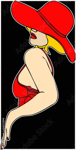 Una Donna molto sensuale con Cappello rosso